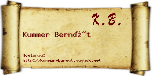 Kummer Bernát névjegykártya